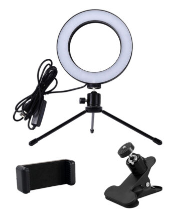 CABLETIME φωτιστικό δαχτυλίδι LED CT-LRL6-PB με μίνι τρίποδα & σφιγκτήρα