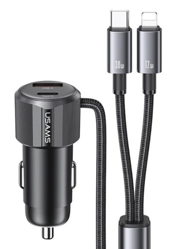 USAMS φορτιστής αυτοκινήτου CC287 με 2 σε 1 καλώδιο